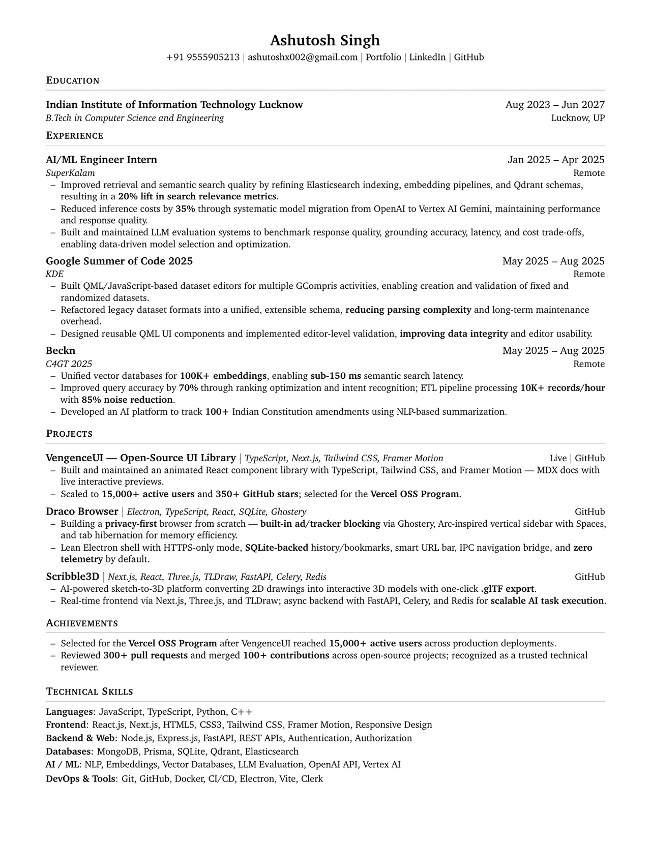 Ashutosh Singh resume