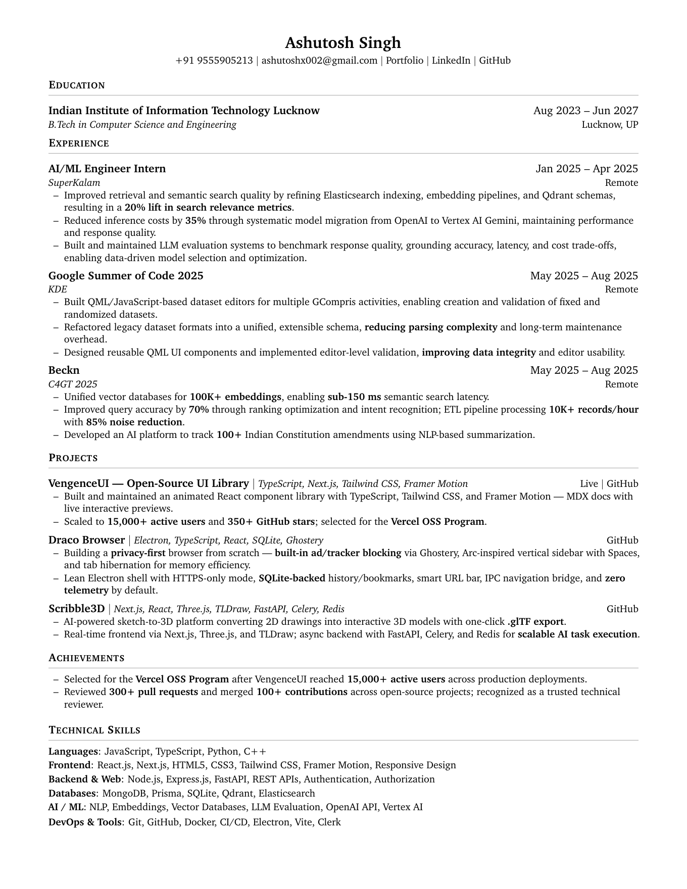 Ashutosh Singh resume