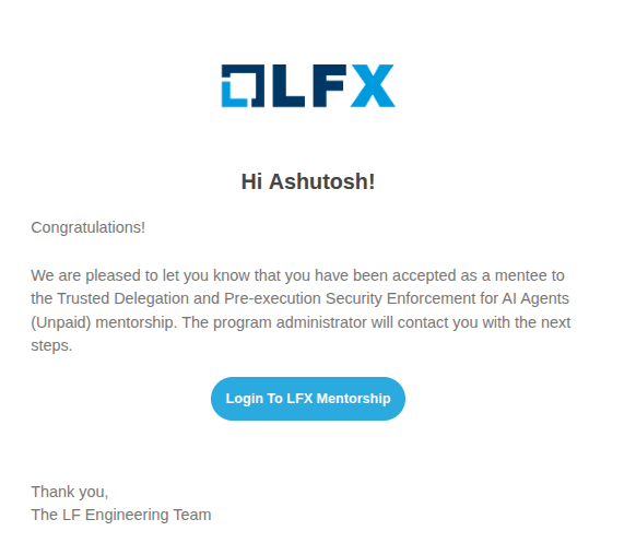 Accepted into Linux Foundation Mentorship Program